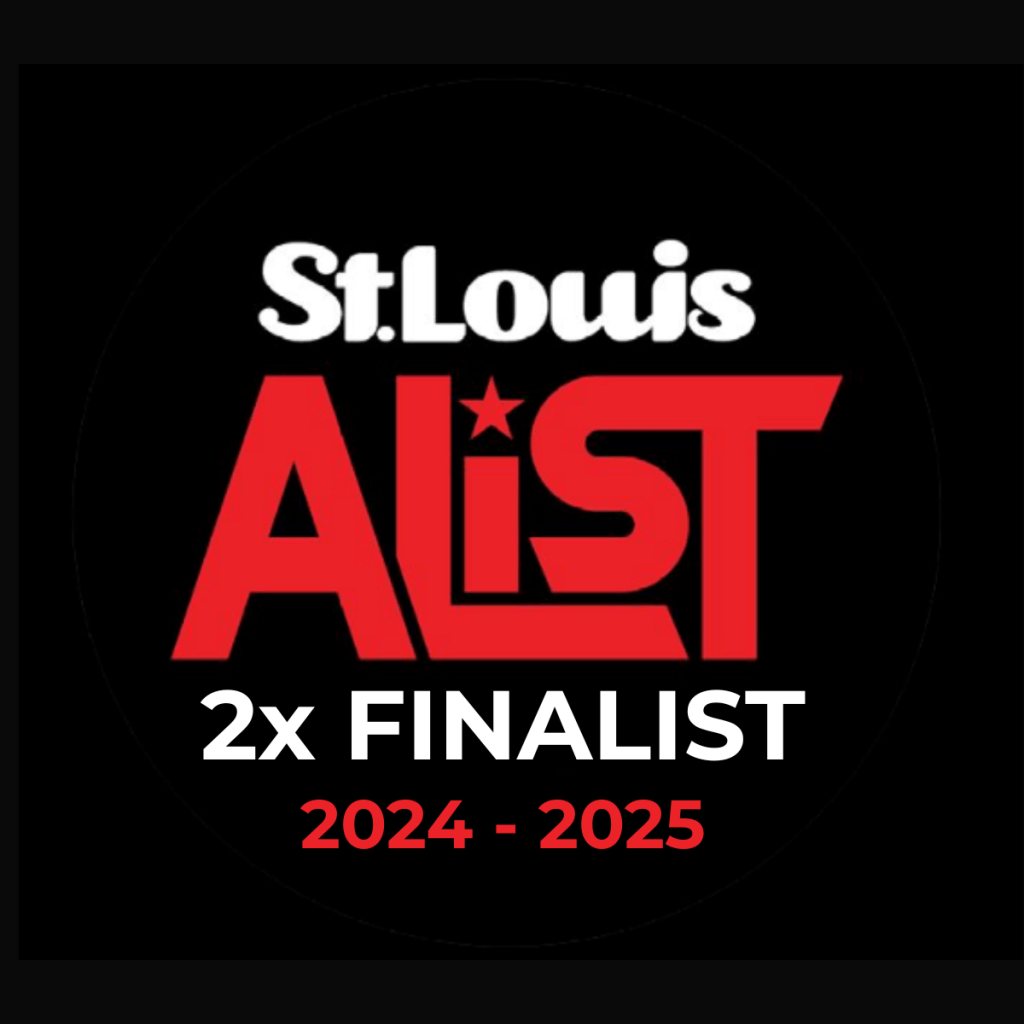St. Louis Magazine A-List Finalist Best Photographer award badge for 2024 and 2025 awarded to Home Frame Pro.